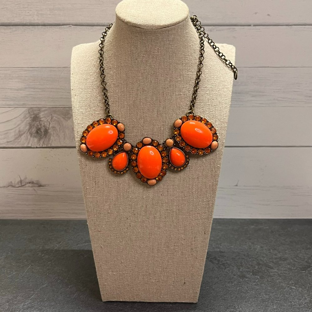 Orange J Crew Statement Necklace - image 1